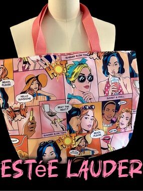 Estee Lauder Pop Art Comic Print Summer Tote Bag